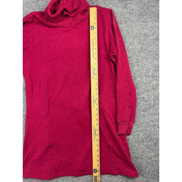 Aventura Sweater Women's XL Pink Crochet Trim Long Sleeve Turtleneck Pockets - Picture 4 of 7
